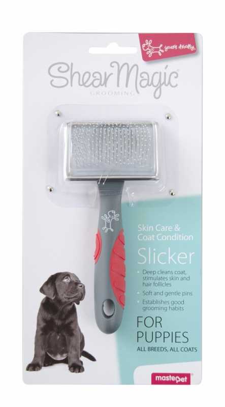 Shear Magic Slicker Brush designed for grooming dogs' coats.
